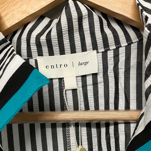 NWT Stripe Entro Blouse Large Black New with Tags - Picture 6 of 10